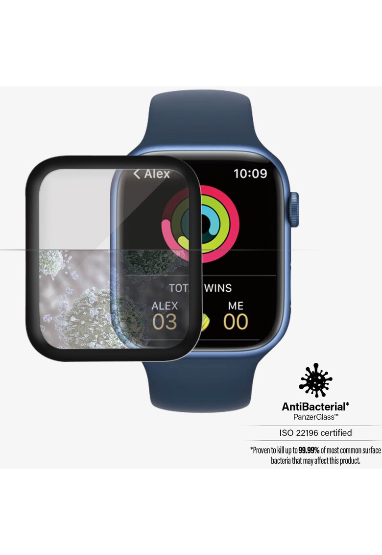 Folie de sticla pentru apple watch series 7 - 45mm - transparenta / rama neagra
