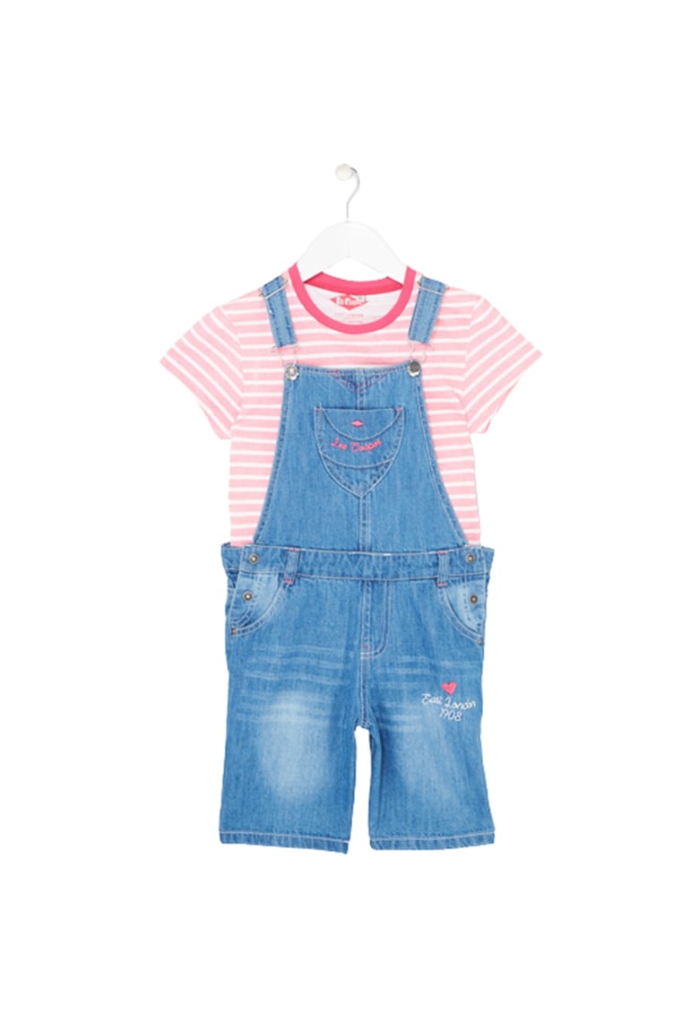 Set salopeta jeans si tricou fete -  6504