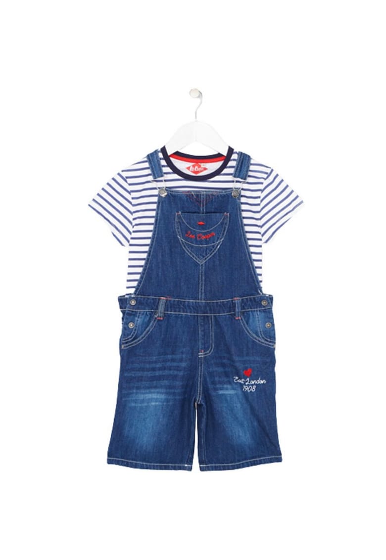 Set salopeta jeans si tricou fete -  6504