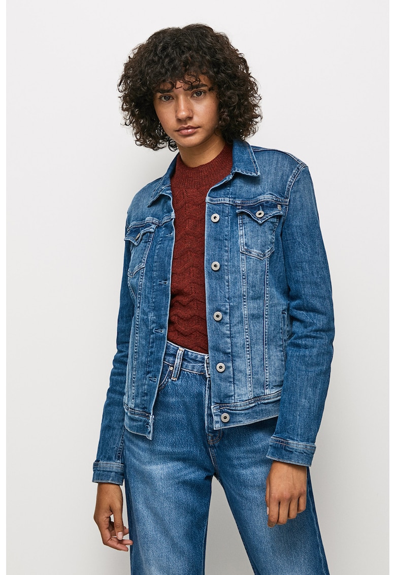 Jacheta de denim cu buzunare Thrift