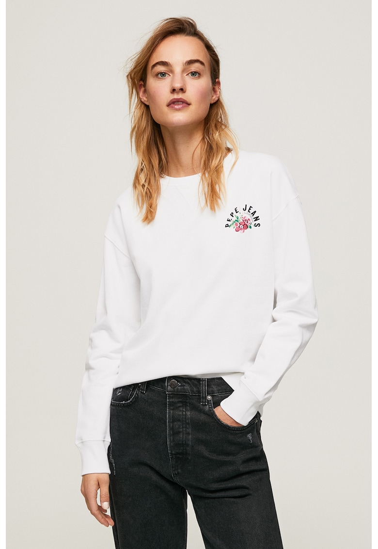 Bluza sport de bumbac cu model logo si floral image19
