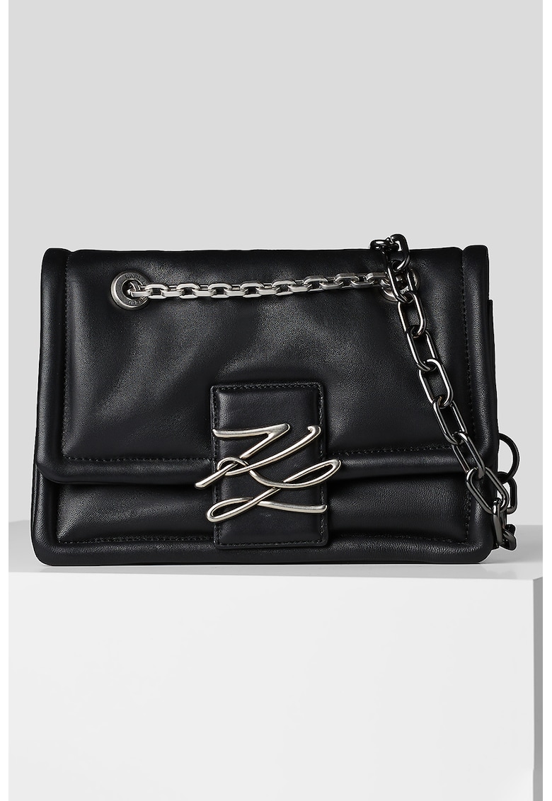 Karl Lagerfeld Кожена чанта K/Autograph с метално лого за Жени Karl Lagerfeld Кожена чанта K/Autograph с метално лого за Жени