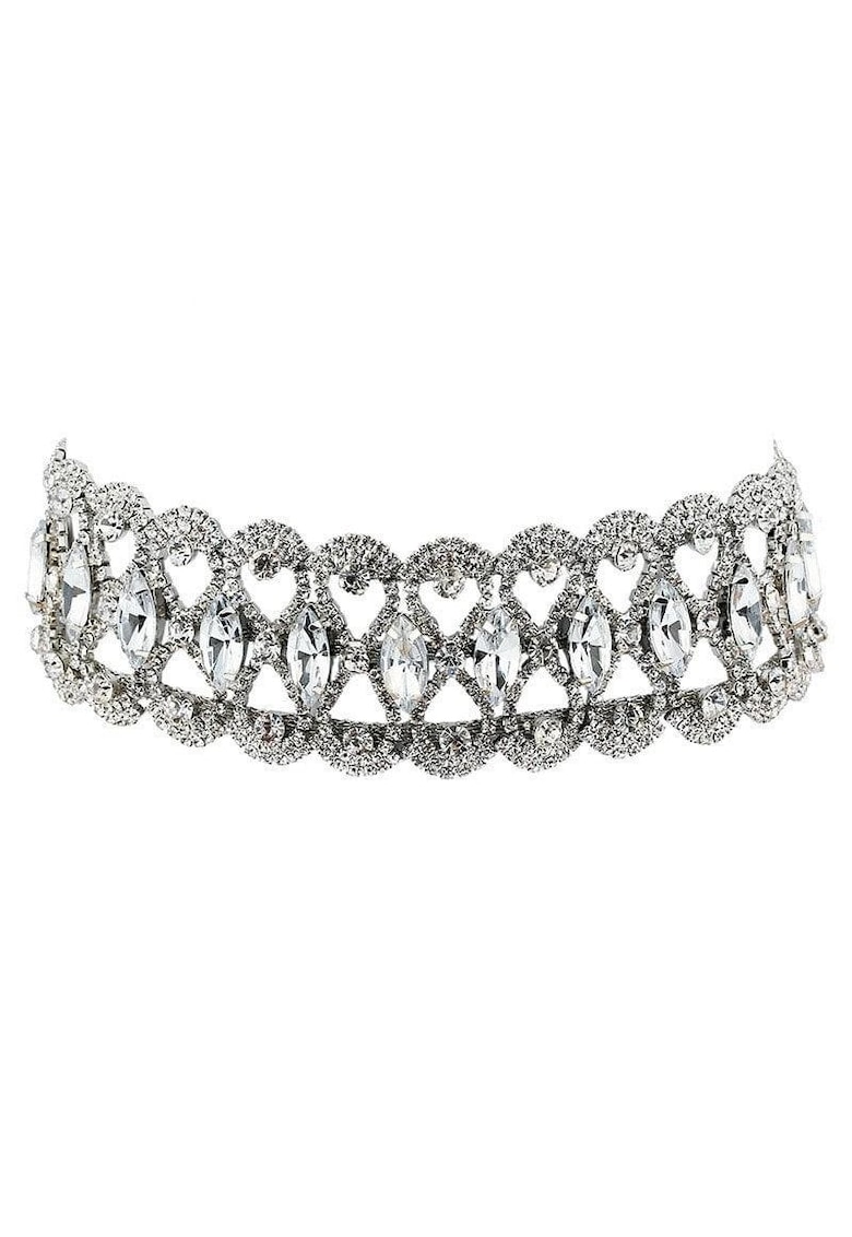 Colier choker - argintiu - cu pietre - Fausta C20 -