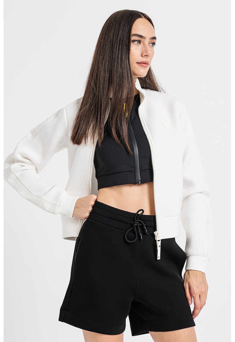 Bluza cu fermoar pentru fitness - Negru/Alb optic