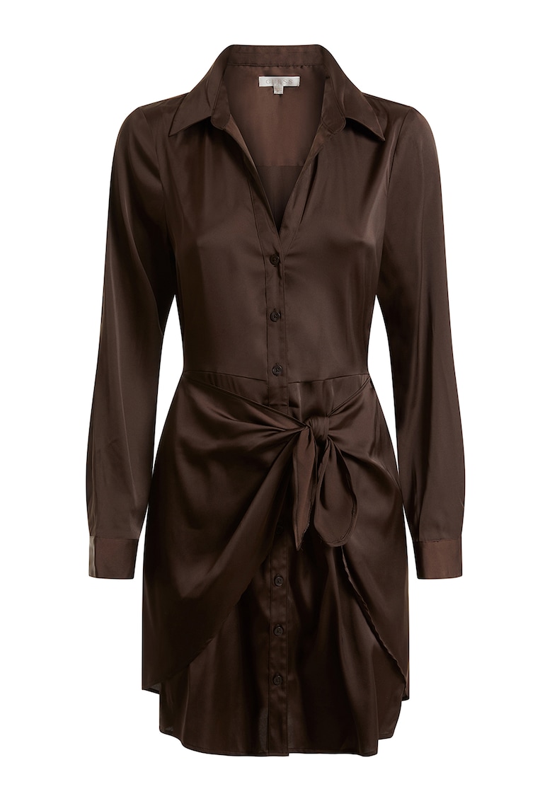 Rochie-camasa cu detaliu nod - Maro cognac