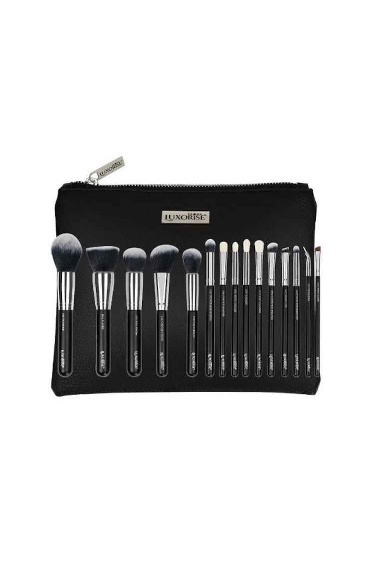 Set 15 Pensule Machiaj - Silver - Borseta inclusa