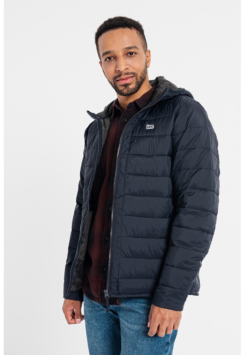 Geaca cu gluga si buzunare laterale - Negru stins