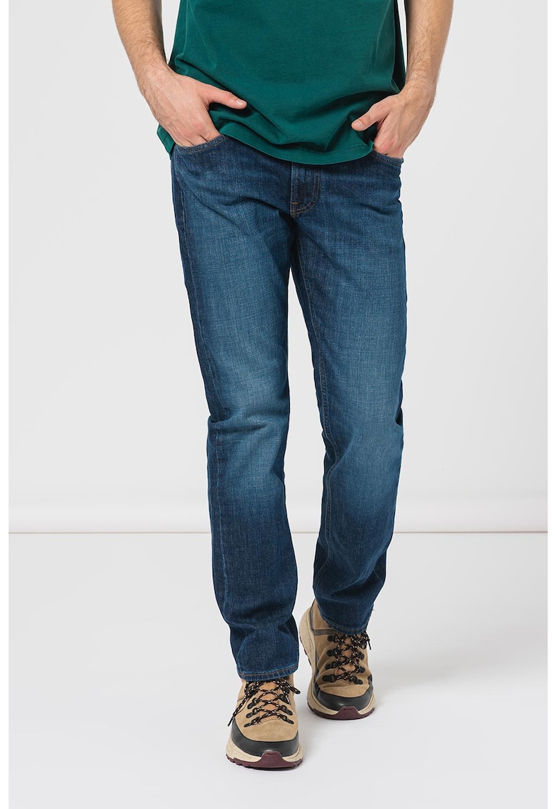 Blugi cu talie medie si croiala dreapta - Bleumarin