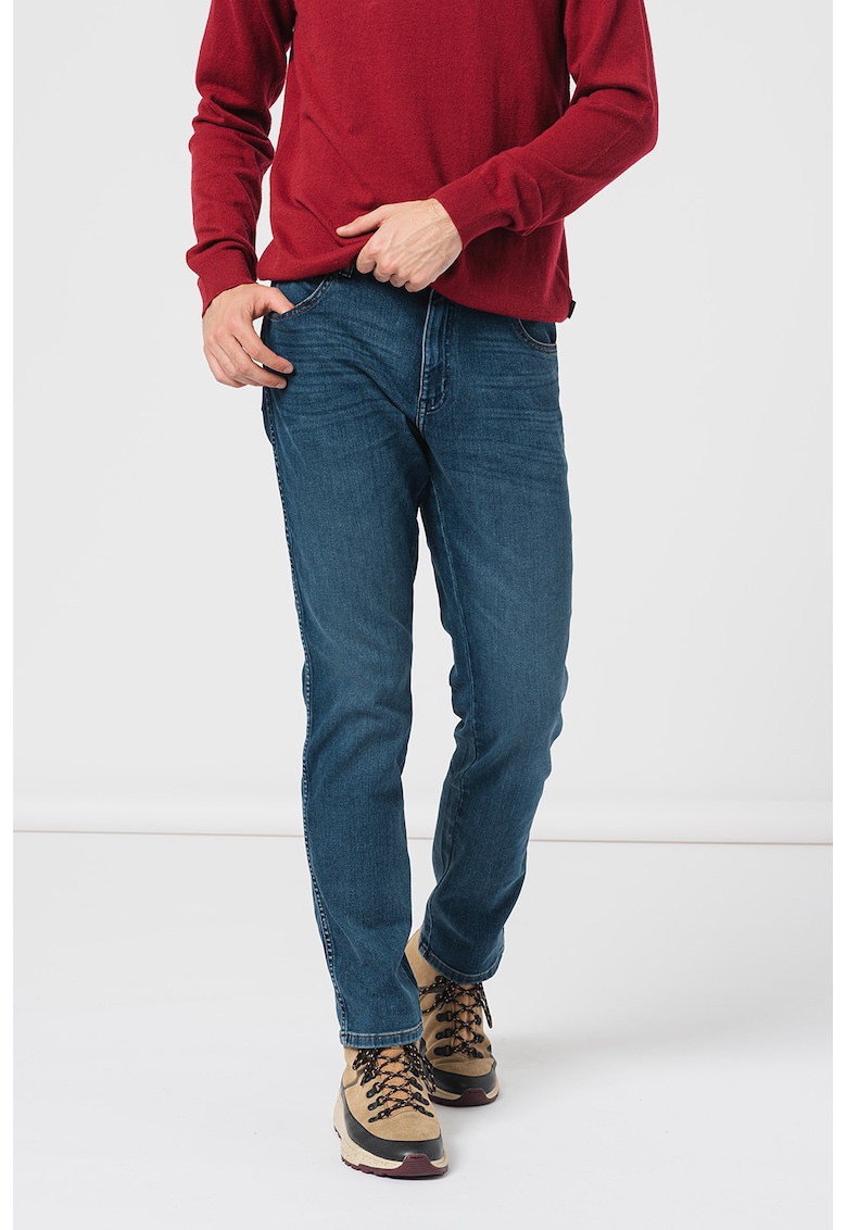 Blugi slim fit cu aspect decolorat Silkyway - Albastru inchis