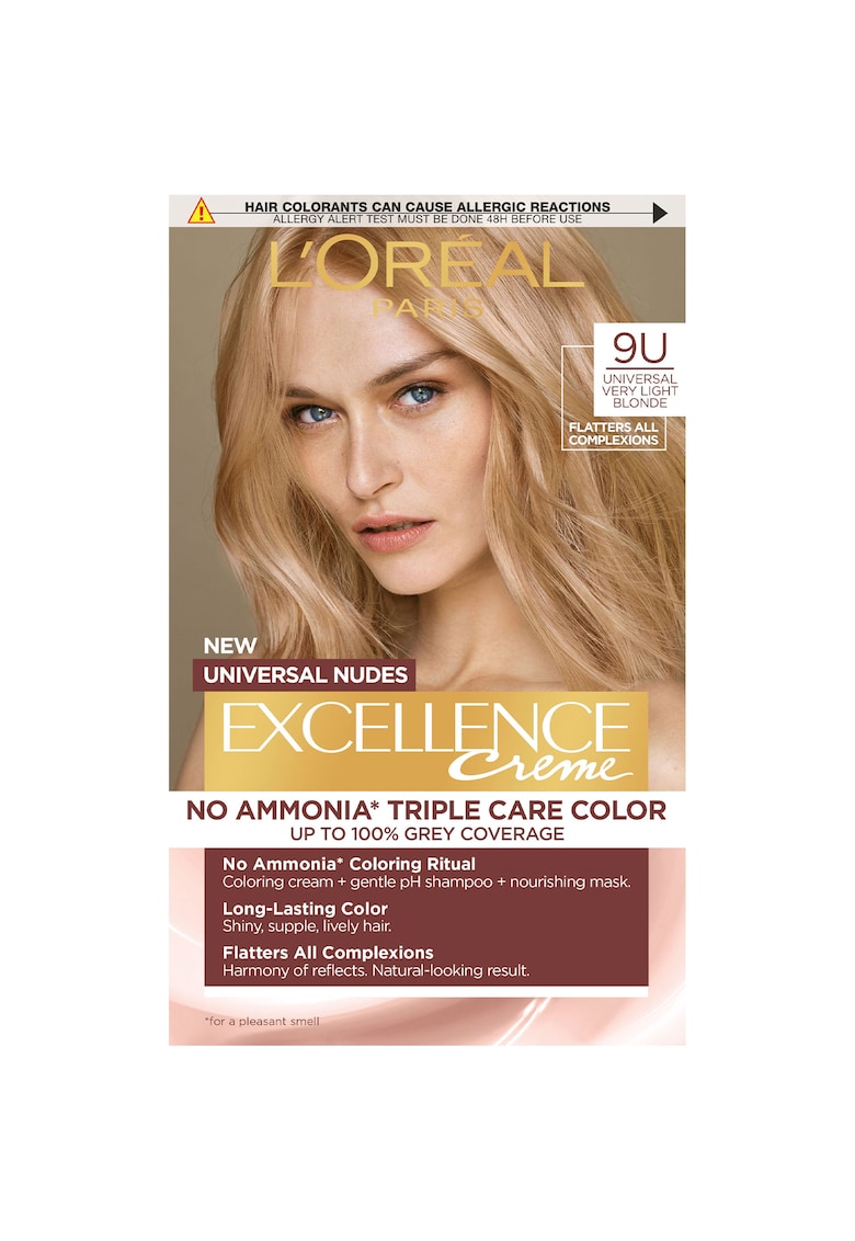 Vopsea de par permanenta fara amoniac Excellence Universal Nudes 9U Very Light Blonde - 192 ml