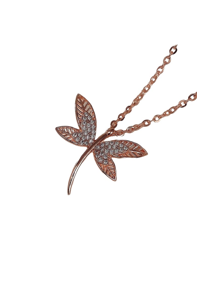 Colier rose gold - forma de libelula - cu pietre din zirconiu - Fleur C10 -