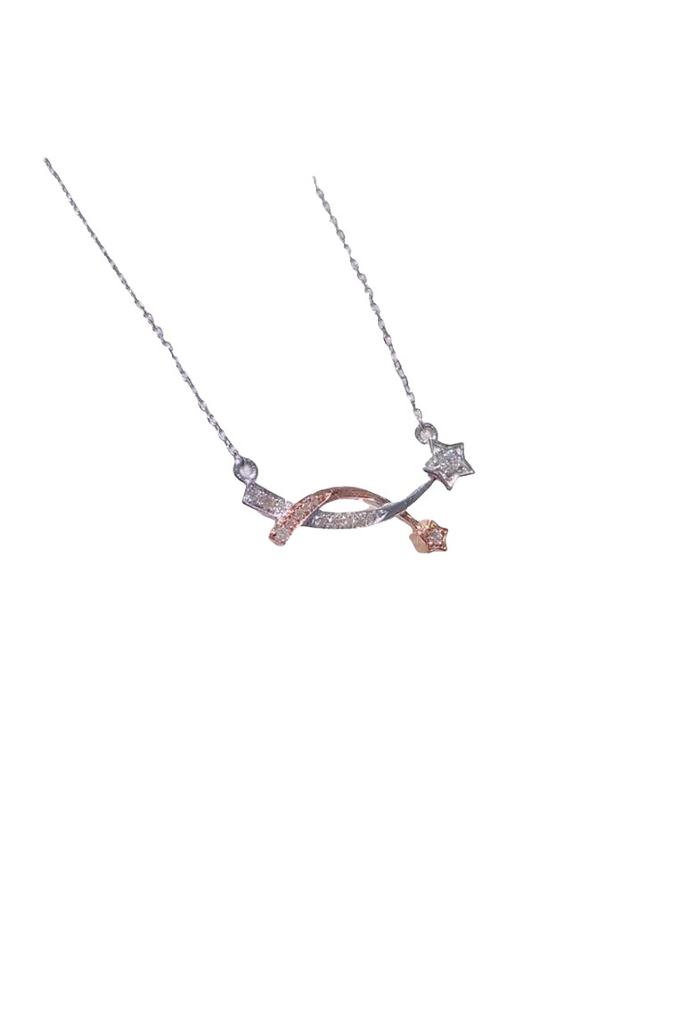 Colier argintiu - cu stelute si pietre din zirconiu - Fiola C10 -