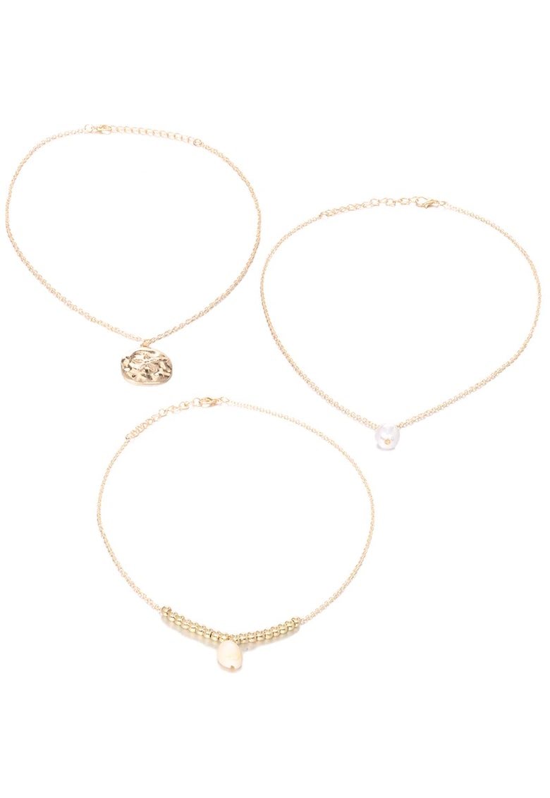 Set 3 coliere - aurii - cu scoica si perla - Floriana C26 -