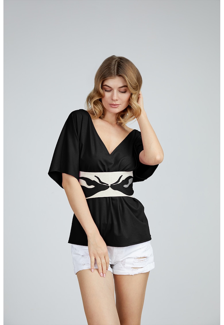 Bluza cu decolteu in V si brau detasabil