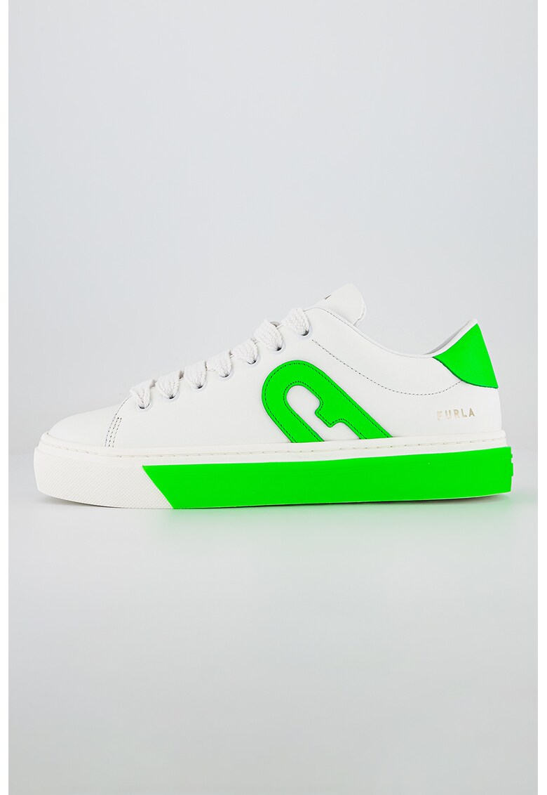 Pantofi sport low-top de piele Joy – Alb – Verde lime Alb imagine noua gjx.ro