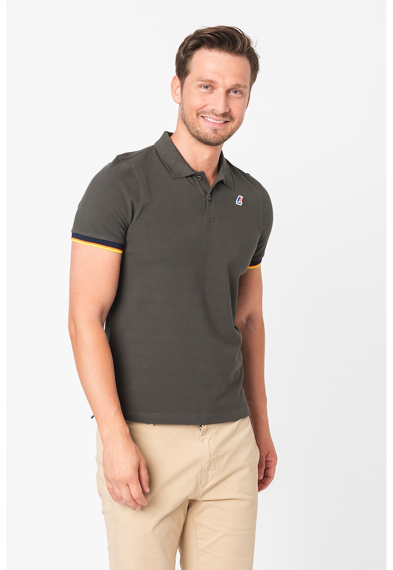 Tricou polo slim fit cu margini contrastante Vincent