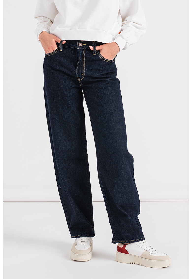 Blugi din amestec de in cu croiala ampla