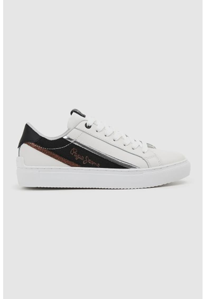Pantofi sport de piele ecologica cu banda contrastanta