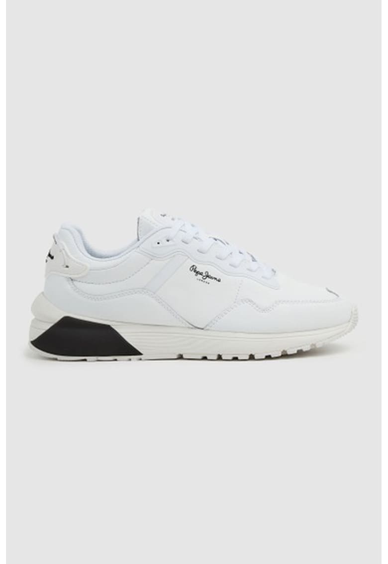 Pepe Jeans London Pantofi sport de piele cu garnituri de piele ecologica - Alb