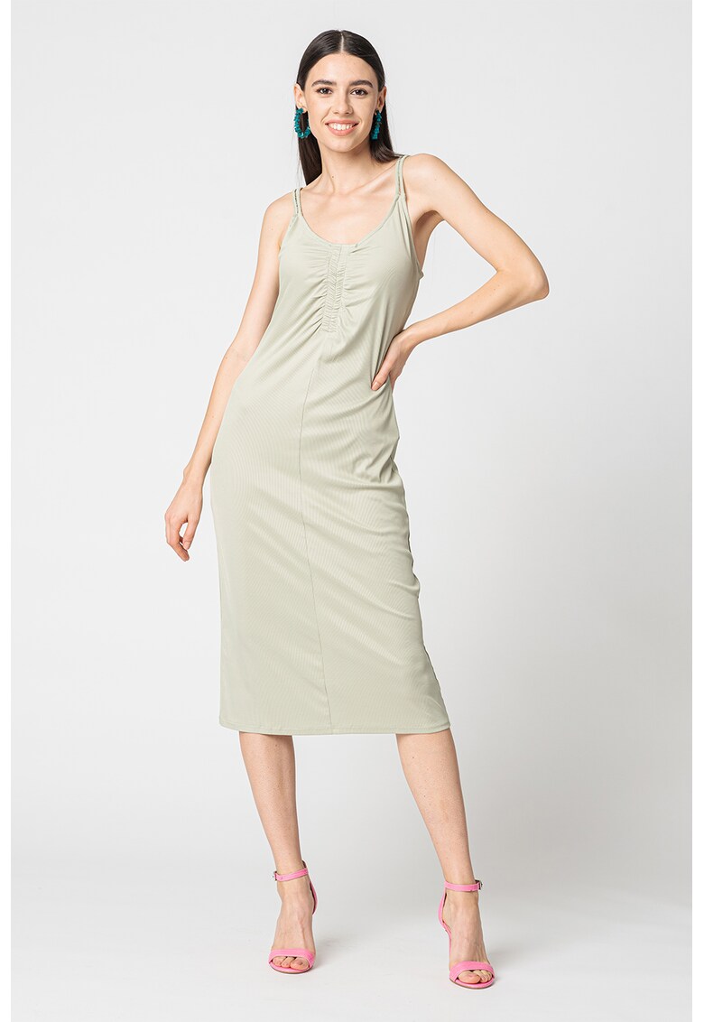 Rochie midi cu decolteu in V si detaliu frontal plisat Jillian