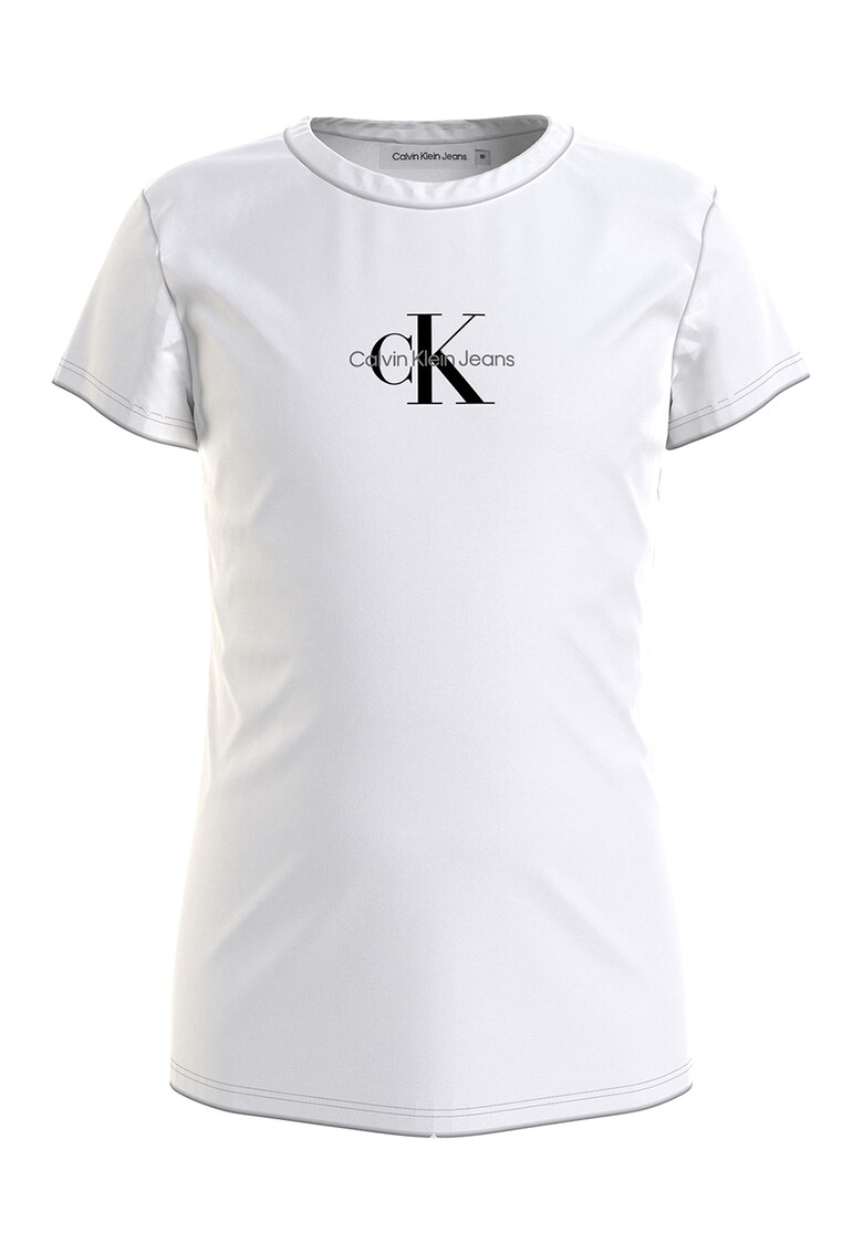 Tricou de bumbac cu decolteu la baza gatului - Alb