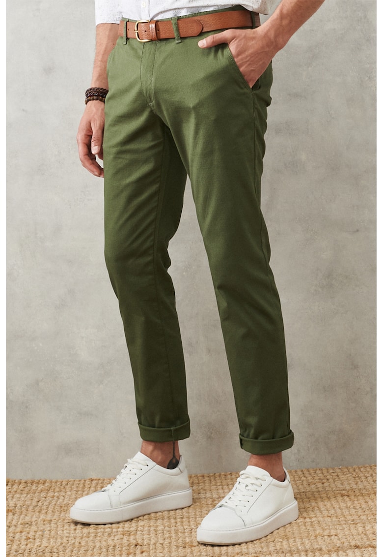 Pantaloni chino slim fit cu talie medie