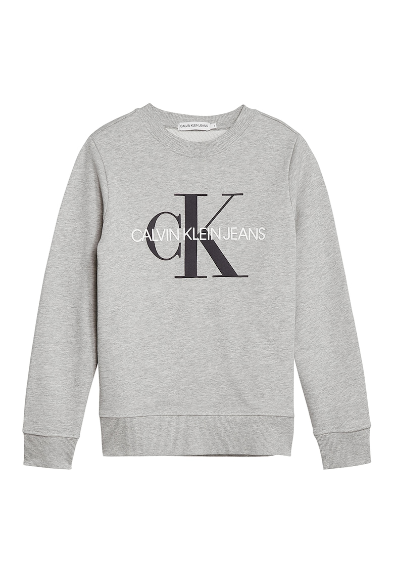CALVIN KLEIN - Bluza sport din bumbac organic cu imprimeu logo - Gri deschis melange