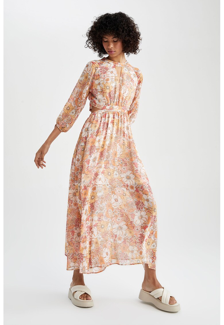 Rochie maxi de sifon cu model floral