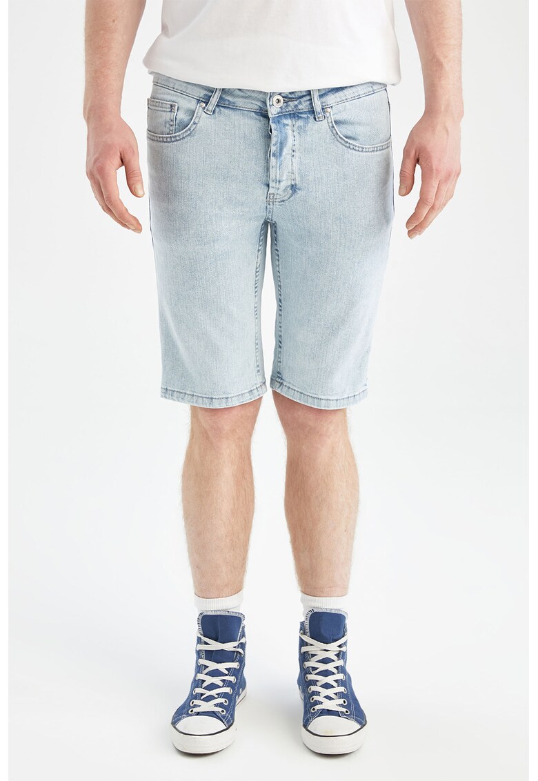 Bermude skinny din denim cu 5 buzunare