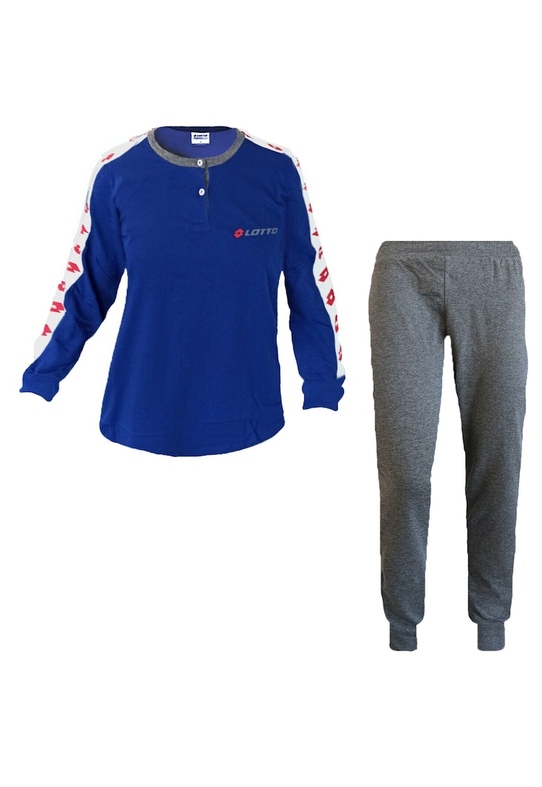 Pijama din bumbac LP3026 - Albastru/Gri melanj Pijama din bumbac LP3026 - Albastru/Gri melanj