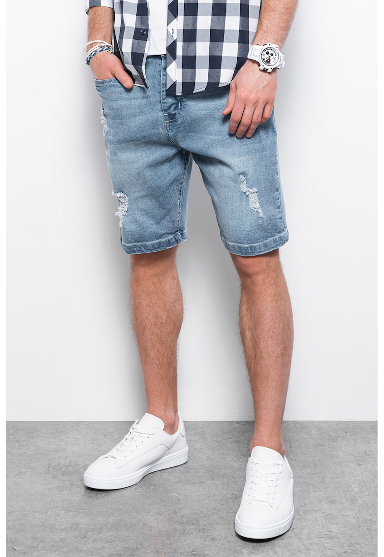 Bermude din denim cu model uni