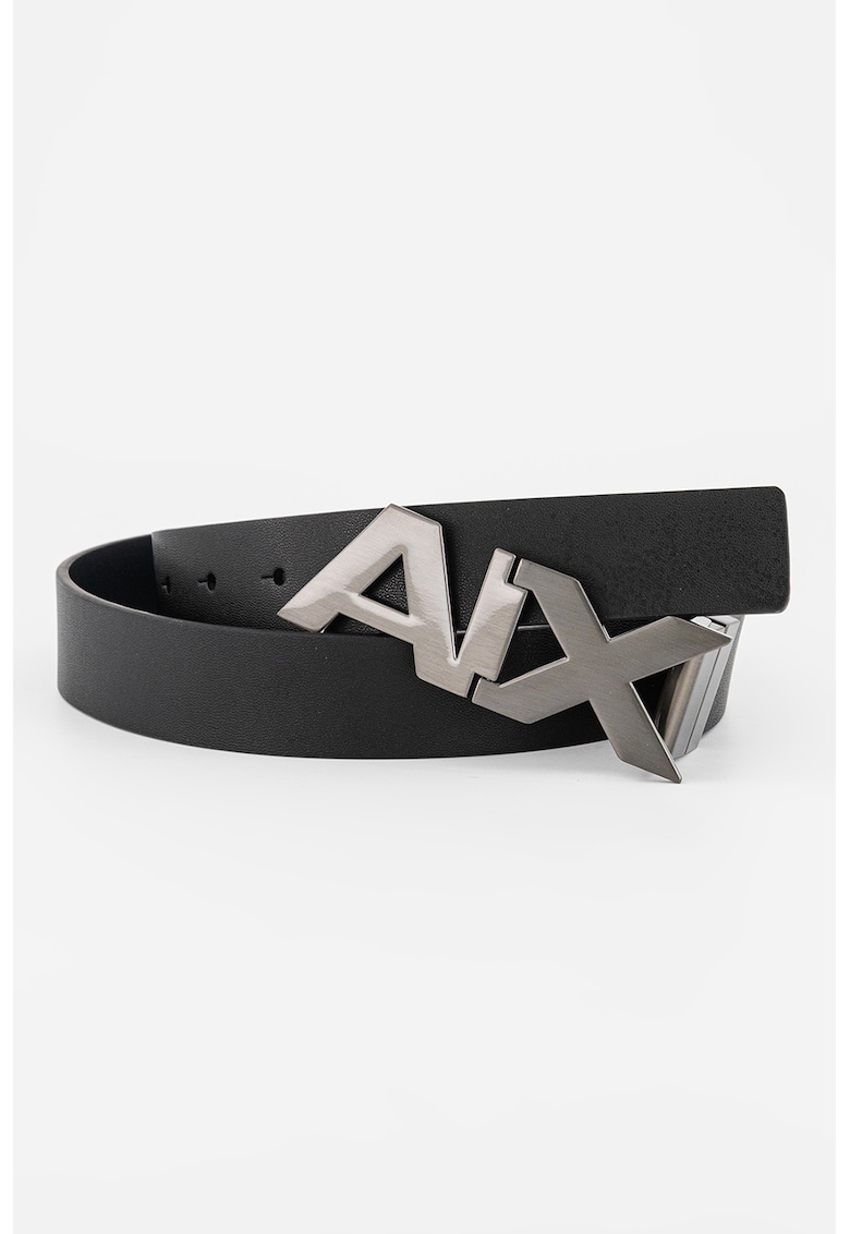 Curea din piele cu catarama cu logo si nit Curea din piele cu catarama cu logo si nit