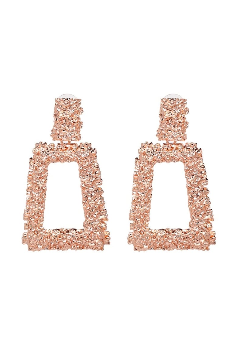 Cercei rose gold - cu textura incretita - Rinna C17 -