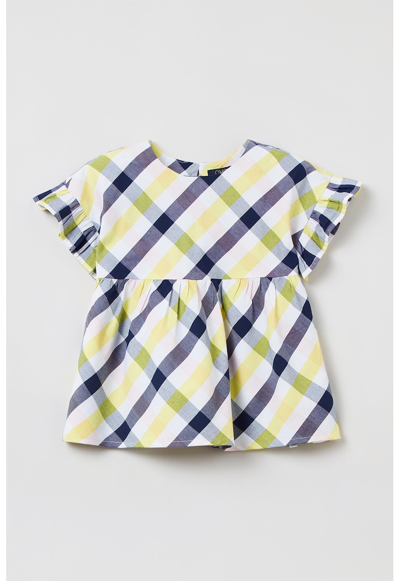 Bluza cu model in carouri si volane