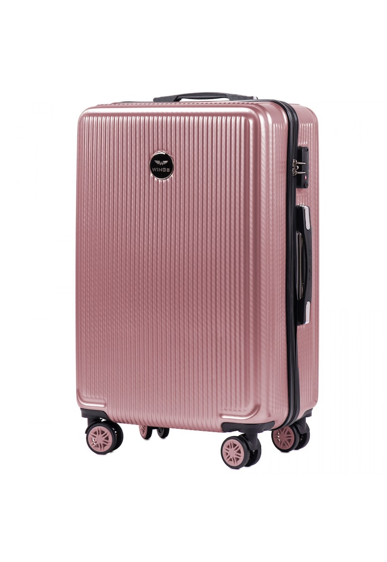 Troler Mediu - PC 565 - 66 cm - 4 Roti Duble - Cifru TSA - Policarbonat - Rose