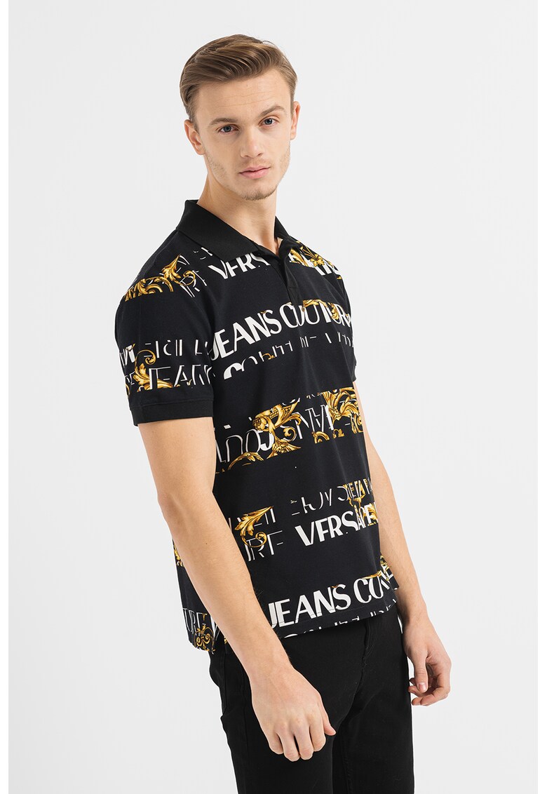 Versace Jeans Couture Тениска с яка и бароков десен за Мъже Versace Jeans Couture Тениска с яка и бароков десен за Мъже