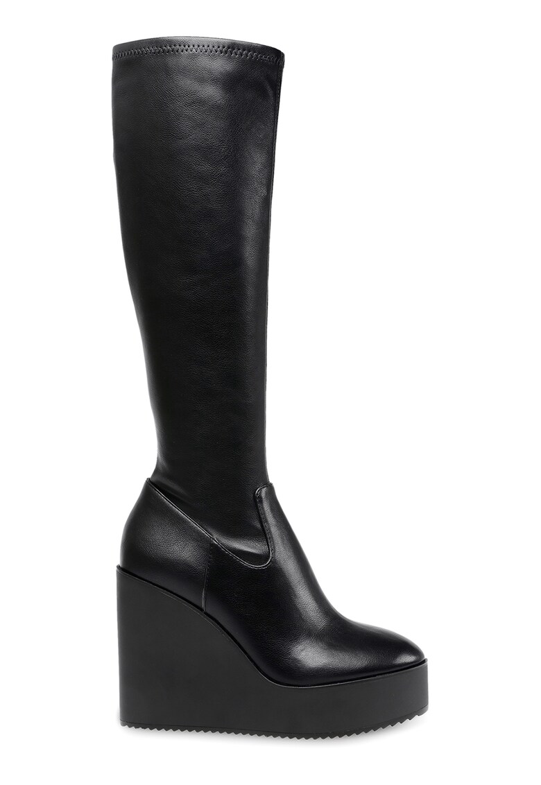 Cizme medii din piele ecologica cu talpa wedge Justly