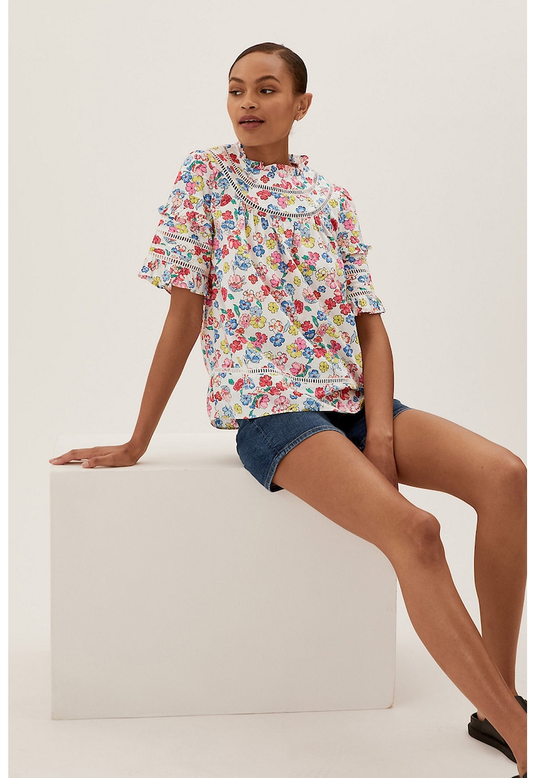 Флорална блуза с ажур Marks Spencer