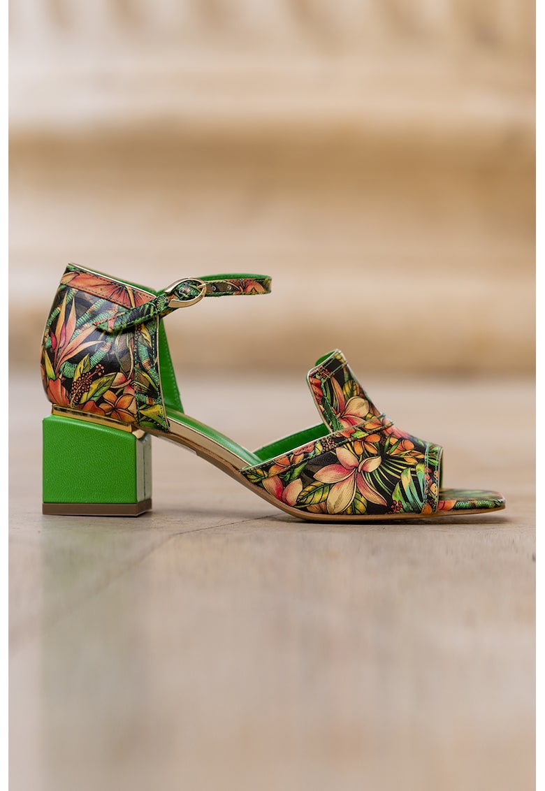 Sandale de piele cu imprimeu floral Emily