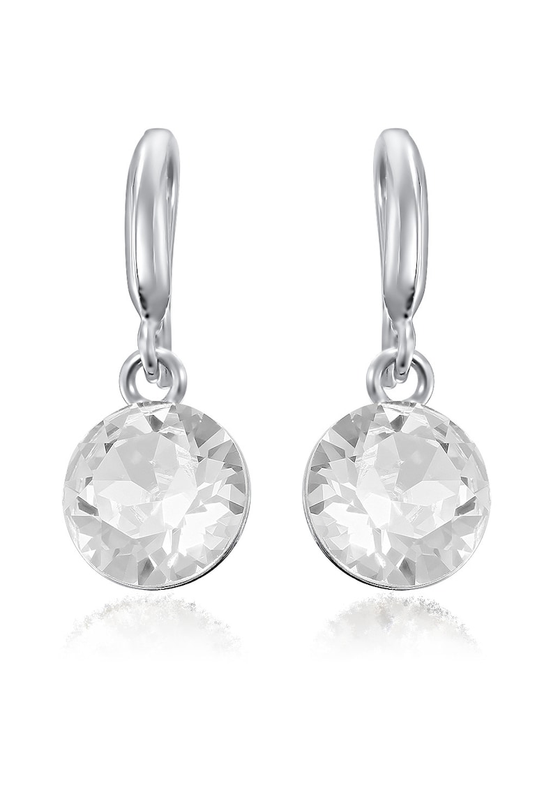 Cercei Argint 925 placat cu rodiu cu cristale Swarovski® Xirius 10mm Hook Crystal Clear