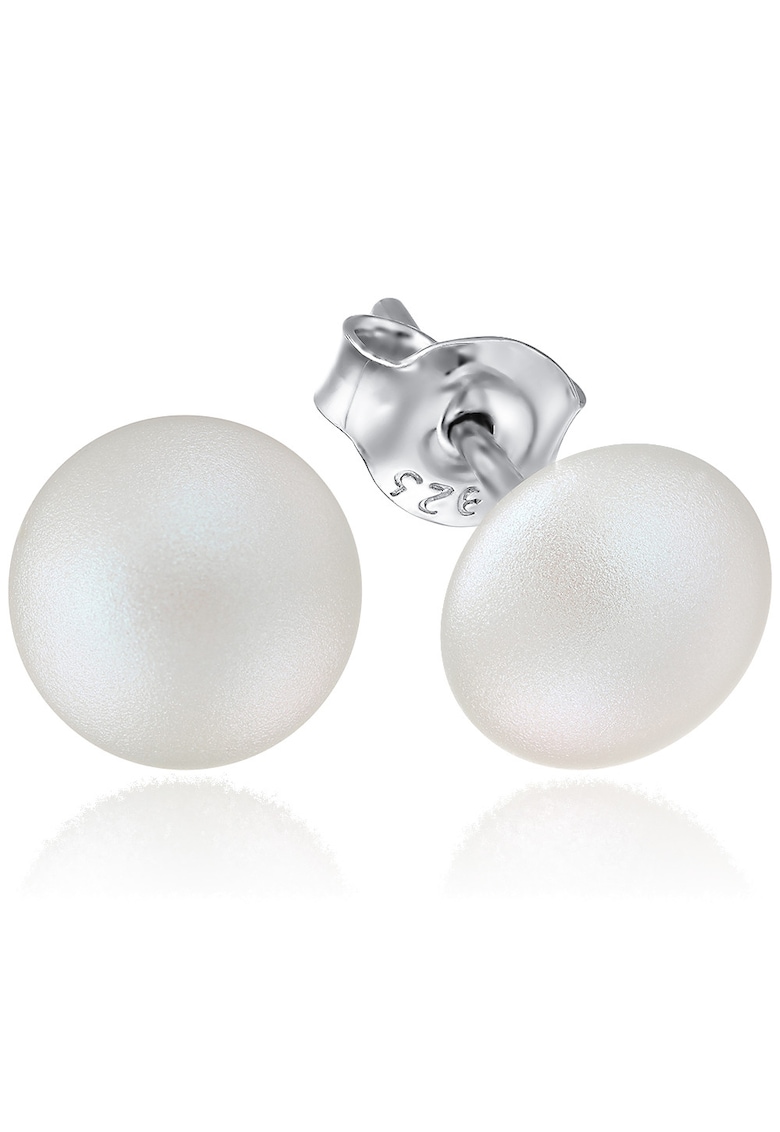 Cercei Argint 925 placat cu rodiu cu cristale Swarovski® Pearl 8mm Pearlescent White - Surub