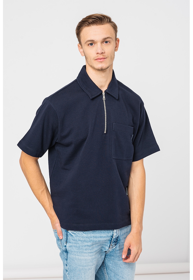 Tricou polo cu fenta cu fermoar