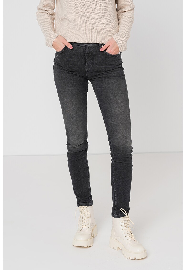 Blugi skinny cu aspect decolorat
