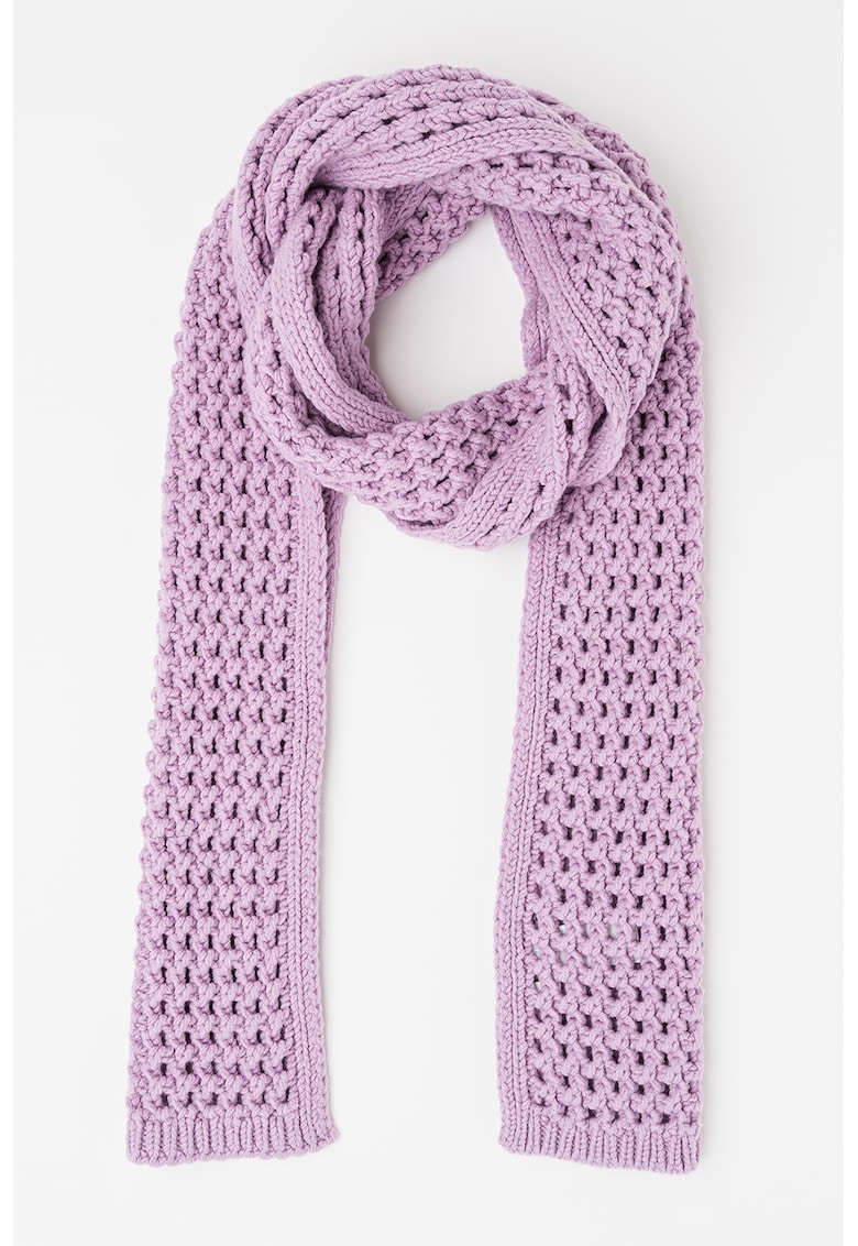 Fular de lana virgina cu model tricotat gros ACCESORII/Fulare imagine noua