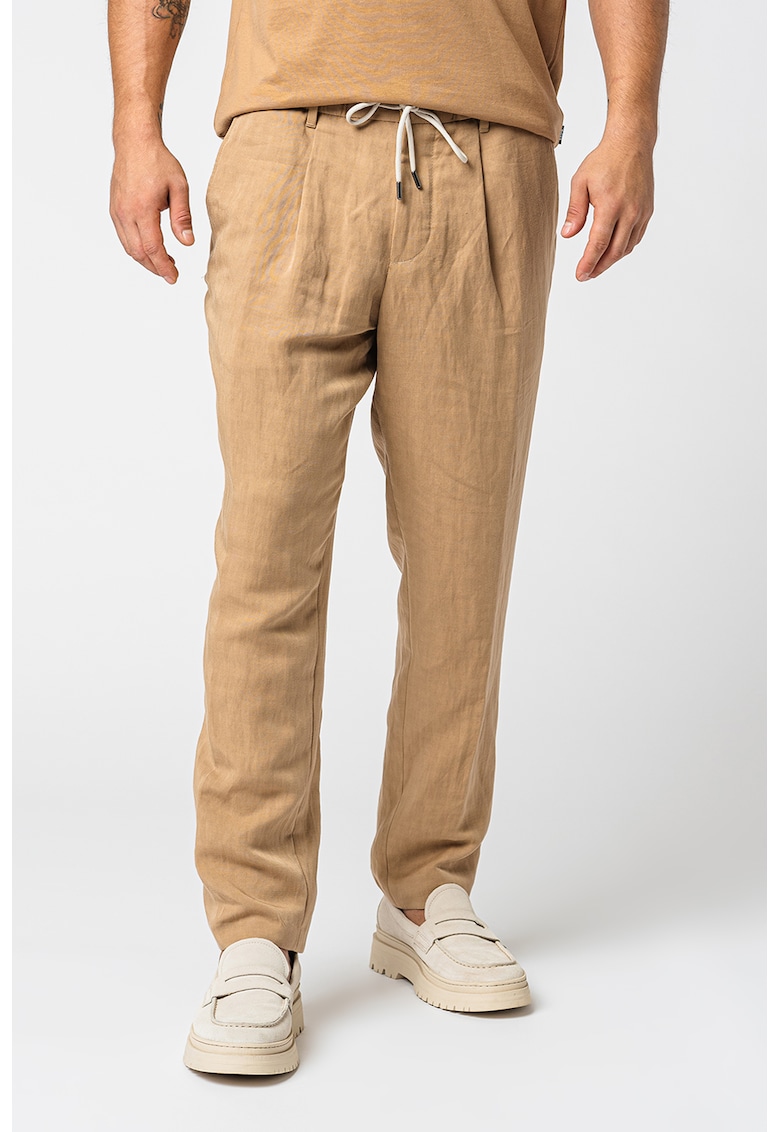 Pantaloni din amestec de lyocell si in cu snur de ajustare in talie ajustare imagine noua gjx.ro
