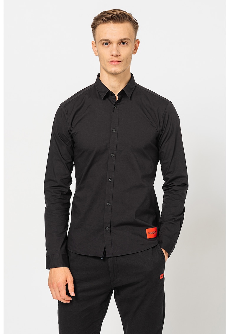 Camasa extra slim fit cu aplicatie logo Ero - Negru
