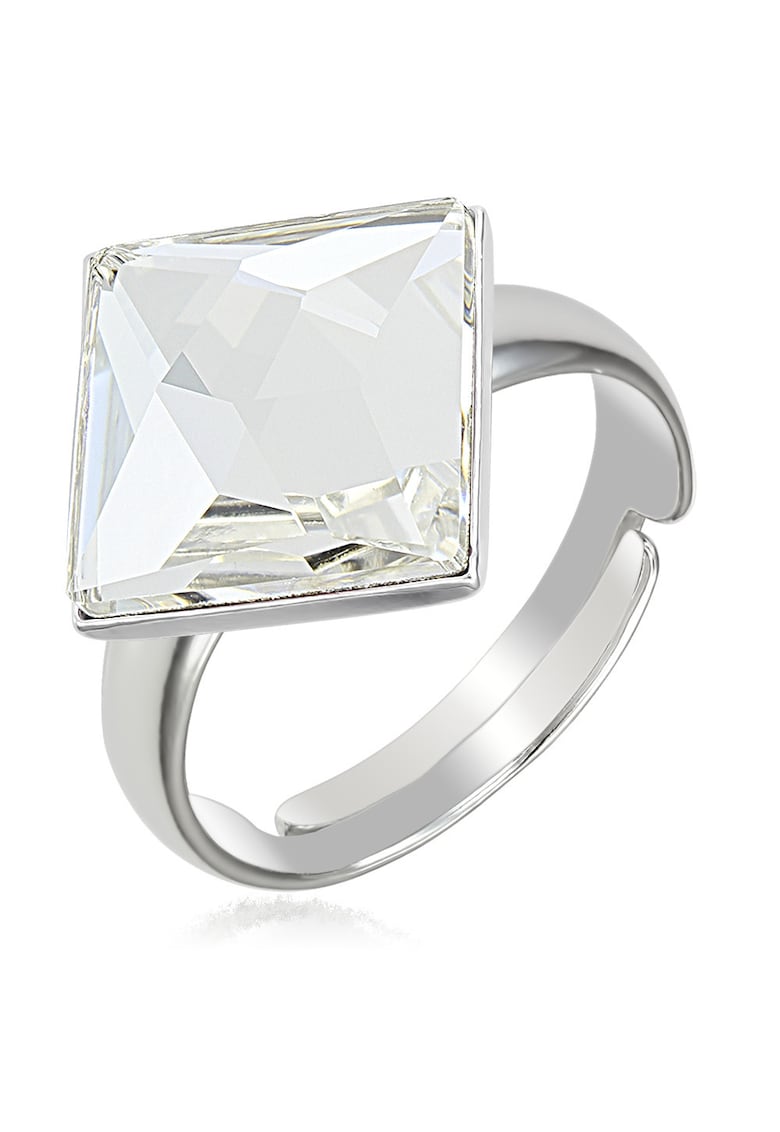 Inel Argint 925 placat cu rodiu cu cristale Swarovski® Square - 10mm - Crystal Clear
