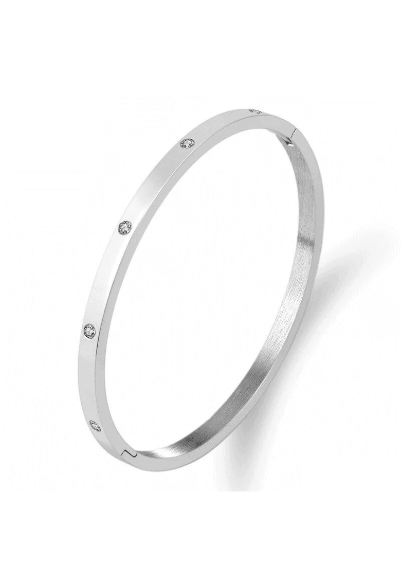 Bratara argintie - tip bangle - cu pietre - Klaudia C1 -