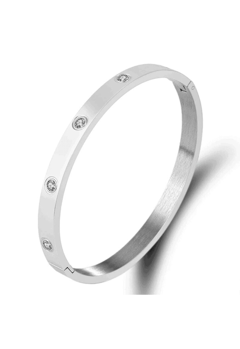 Bratara argintie - tip bangle - cu pietre - Klara C1 -