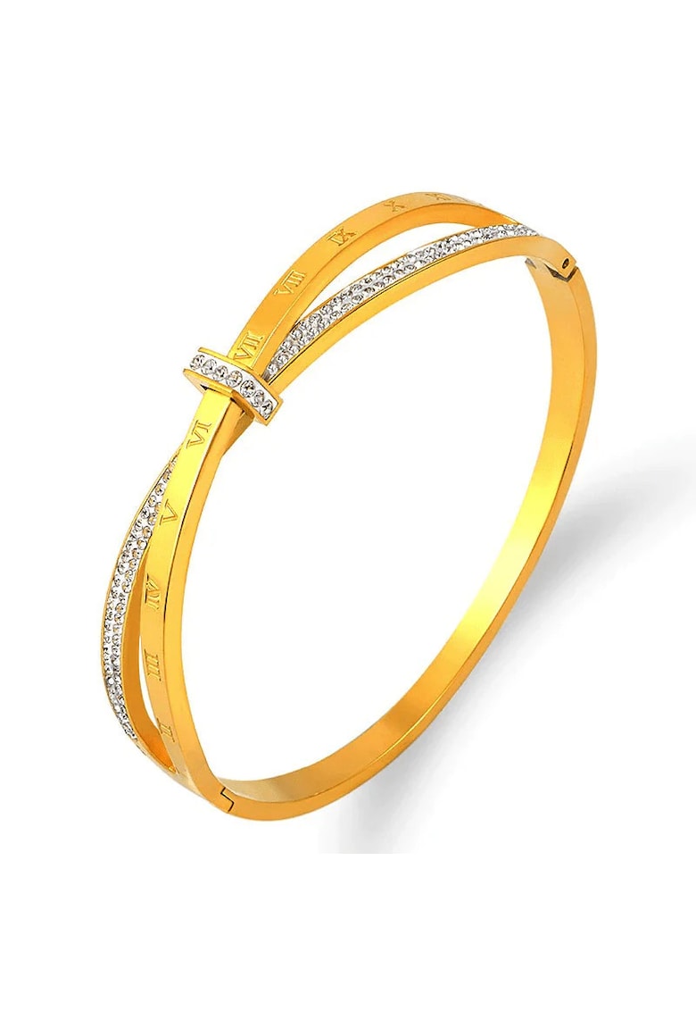 Bratara aurie - tip bangle - cu pietre - Kinga C1 - Bratara aurie - tip bangle - cu pietre - Kinga C1 -